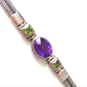 Authentic silver amethyst / peridot bracelet